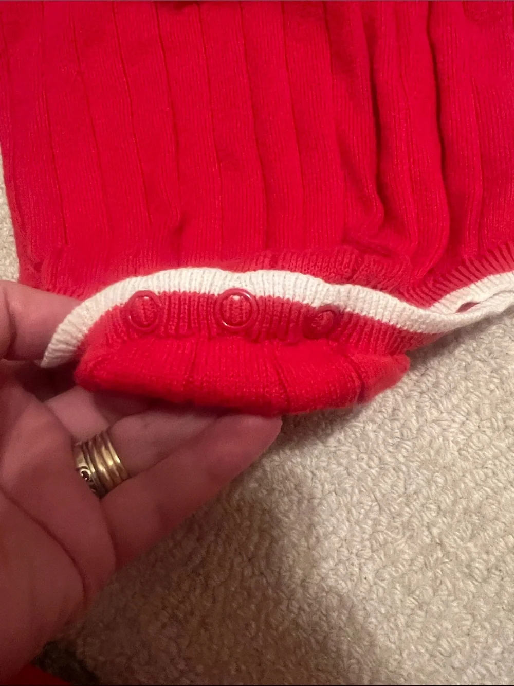 Cat & Jack Red Knit One-Piece with White Ruffle Collar